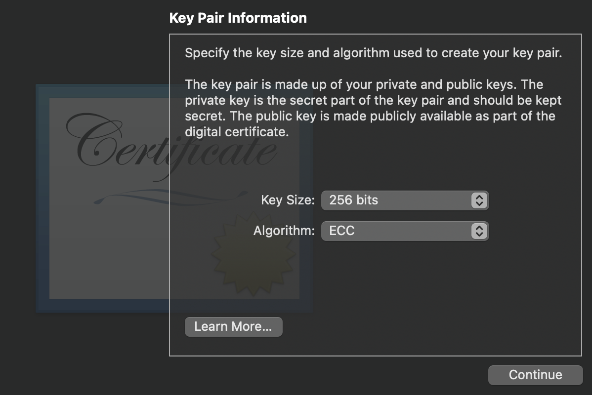 Add in Key Pair Information